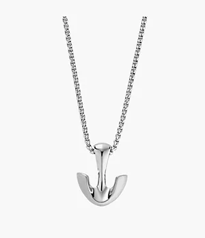 Pendler Silver-Tone Stainless Steel Anchor Pendant Necklace