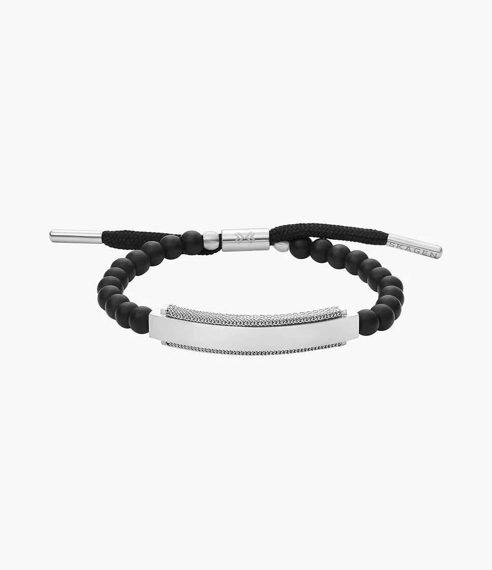 Skagen Men’s Sea Glass Black Glass Beaded Bracelet