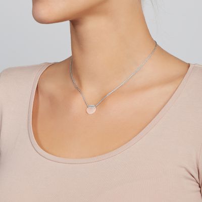 Ellen シルバー スターリングシルバー ローズクォーツ ネックレス Skjs Skagen