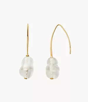CLED X Skagen 14K Gold Plated Sterling Silver White Recycled Glass Drop Earrings