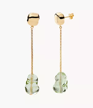 CLED X Skagen 14K Gold Plated Sterling Silver Green Recycled Glass Drop Earrings