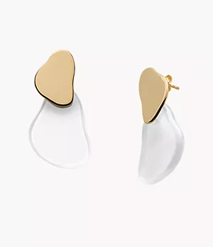 CLED X Skagen 14K Gold Plated Sterling Silver Clear Recycled Glass Drop Earrings