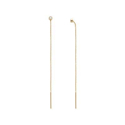 Skagen Women’s Linje Modern Glitz and Gold-Tone Sterling Silver Threader Earrings - Gold-Tone