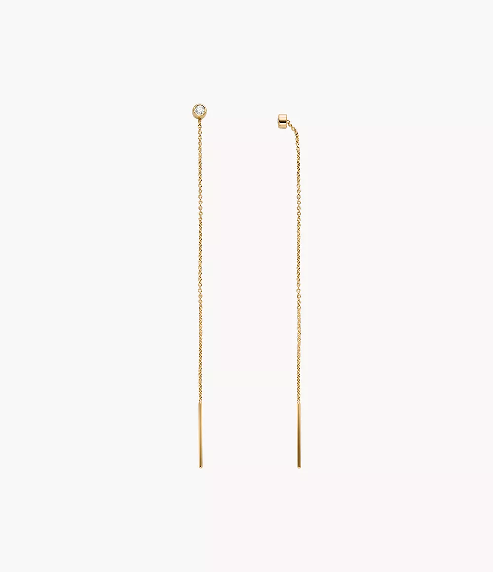 Skagen Women’s Linje Modern Glitz and Gold-Tone Sterling Silver Threader Earrings - Gold-Tone