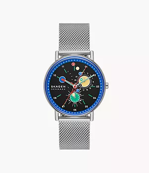 Signatur Limited Edition Hook Hands Multifunction Silver Stainless Steel Mesh Watch