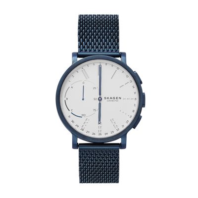 skagen hagen men's black mesh strap hybrid smart watch