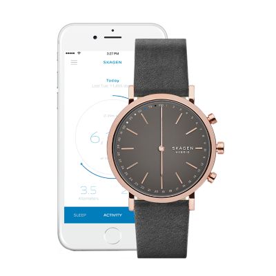 Hald グレーレザー ハイブリッドスマートウォッチ SKT1207 - Skagen