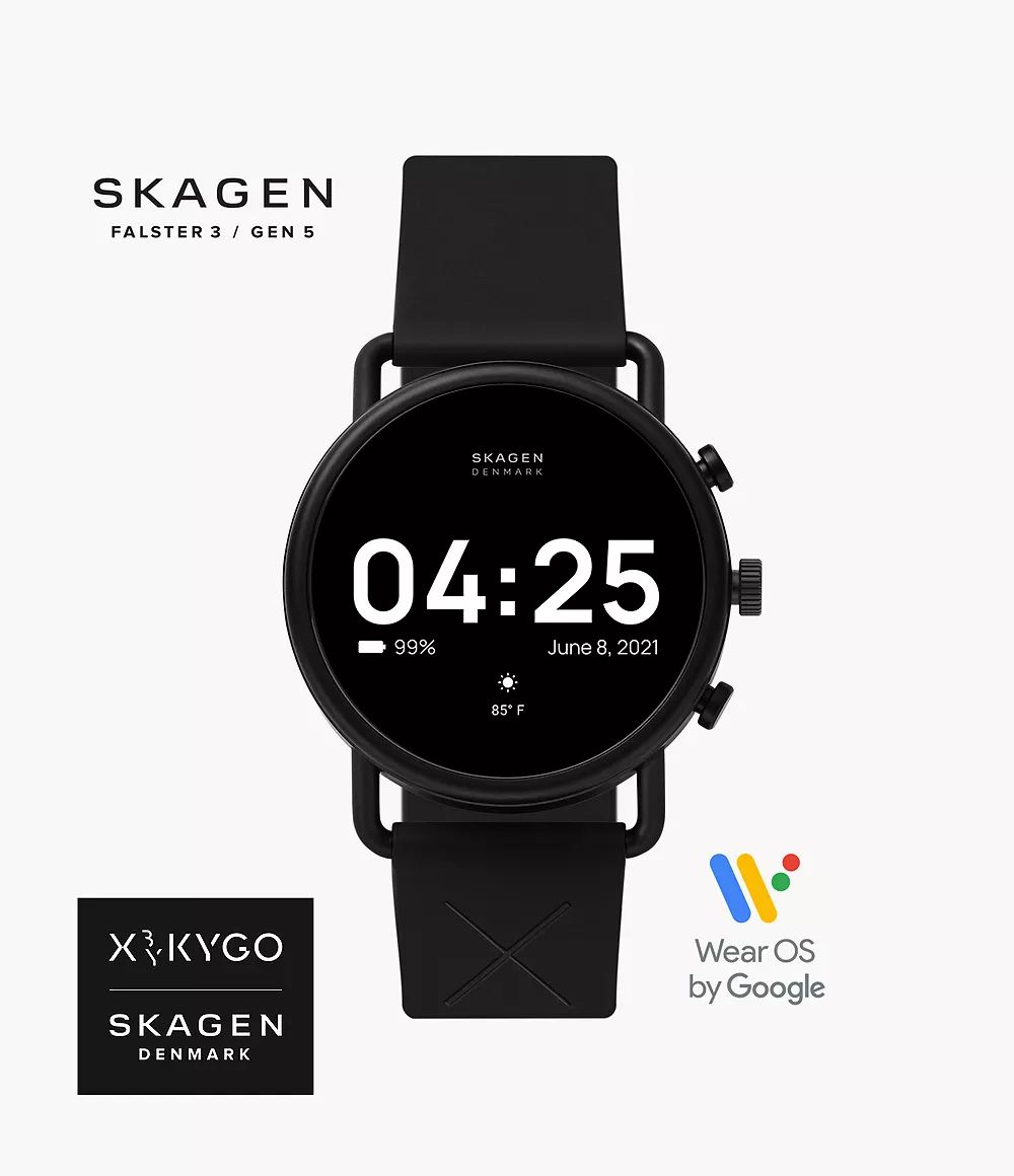 Smartwatch Hr - Falster 3 X By Kygo Black Silicone Skt5202 - Skagen