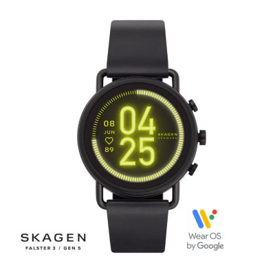 FALSTER 3 ブラックレザースマートウォッチHR SKT5206 - Skagen