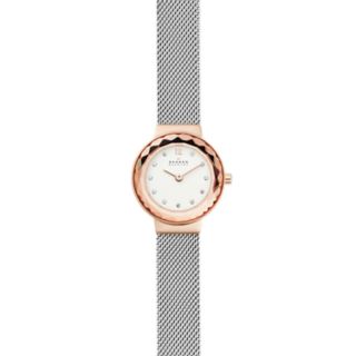 Leonora Two-Hand Silver-Tone Stainless Steel Watch + Necklace Box Set