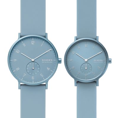 SKAGEN メンズ腕時計 ブルー シリコンバンド - 腕時計(アナログ)