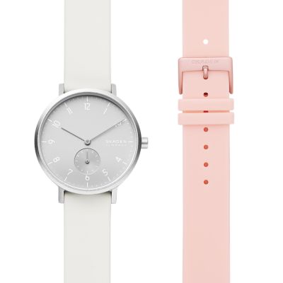 AAREN KULOR 三針 ホワイトシリコンウォッチ セット SKW1136 - Skagen