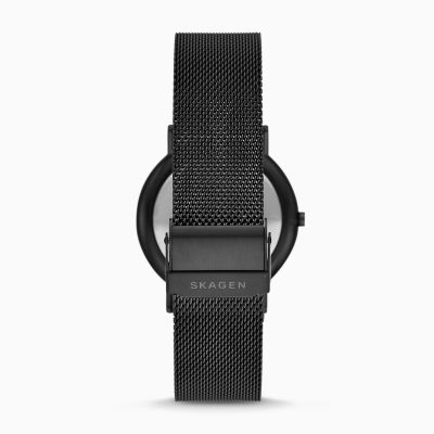 SIGNATUR 三針 ブラック スチールメッシュウォッチセット SKW1143 - Skagen