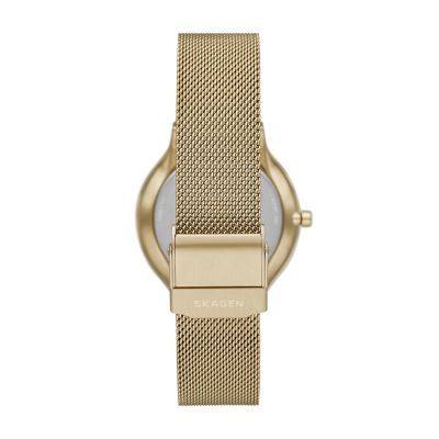 Freja Two-Hand Gold-Tone Stainless Steel Watch and Bracelet Box Set