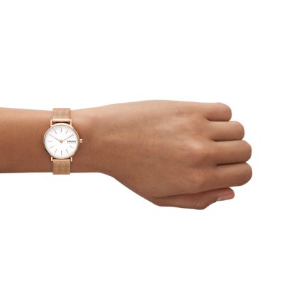 Skagen Signatur Lille Two Hand Rose Gold Stainless Steel Watch and