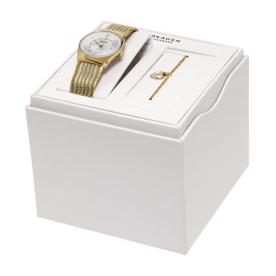 Grenen Lille Three-Hand Date Two-Tone Stainless Steel Mesh Watch