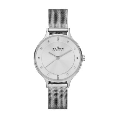 Skagen Womens Anita Lille Steel Mesh Watch - Silver 160$