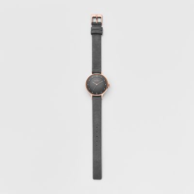 Anita Lille Charcoal Leather Watch SKW2267 Skagen