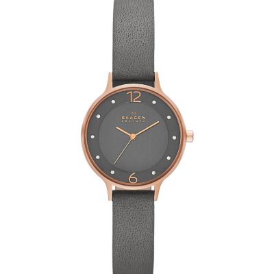 Anita Lille チャコールレザーウォッチ SKW2267 - Skagen