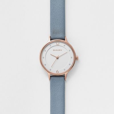 ANITA 三針 ブルーレザーウォッチ SKW2864 - Skagen