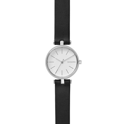 Signatur Black Leather T-Bar Watch - Skagen