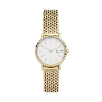 Signatur Lille Slim Gold Tone Steel Mesh Watch SKW2693 Skagen