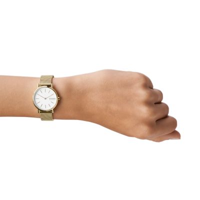Signatur Slim Gold-Tone Mesh Watch Skagen
