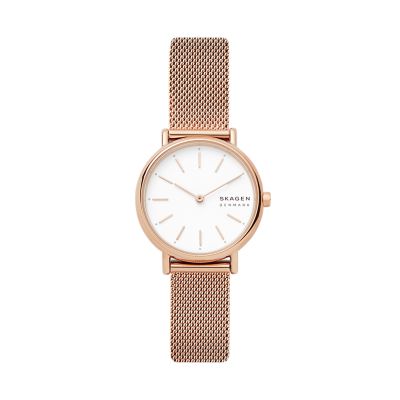 Signatur Lille Slim Rose Gold-Tone Steel Mesh Watch SKW2694 - Skagen