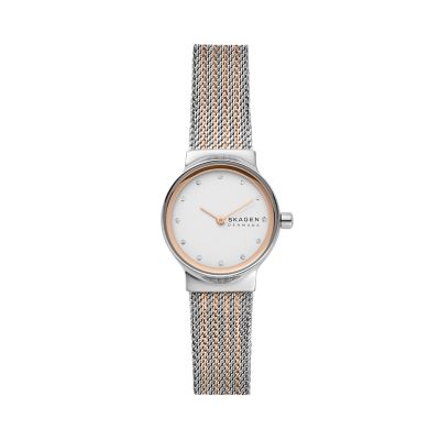 Skagen women's rose 2025 gold mesh watch