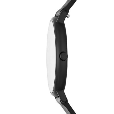 Signatur Slim Alphabet Black Leather Watch