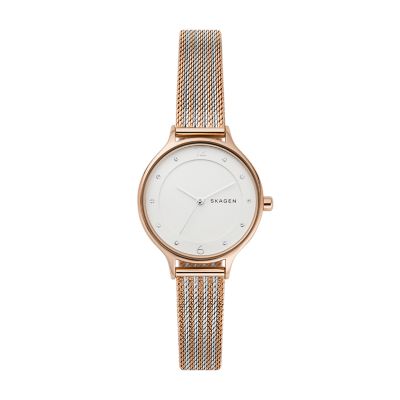 Anita Lille Three-Hand Rose Gold Stainless Steel Mesh Watch Set ...