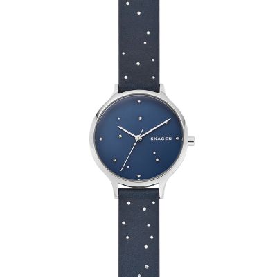 Anita Blue Leather Constellation Watch