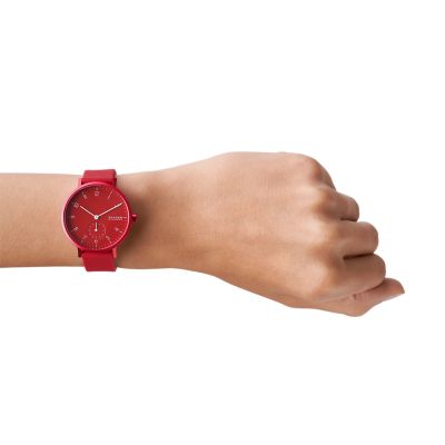 Aaren Kulor Poppy Red Silicone 36mm Watch