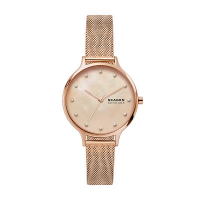 SKAGEN  ANITA マザーオブパール スチールメッシュウォッチ