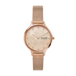 Anita Mother-of-Pearl Rose-Tone Steel-Mesh Watch