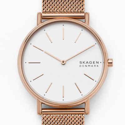 Signatur Rose-Tone Steel Mesh Watch