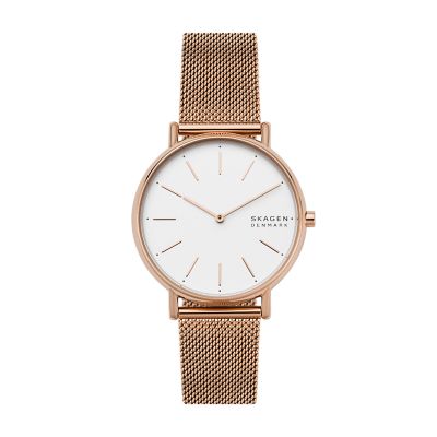 SIGNATUR ローズトーン スチールメッシュウォッチ SKW2784 - Skagen