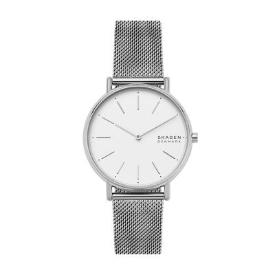 Stainless Steel Silver White Watch, SILVER