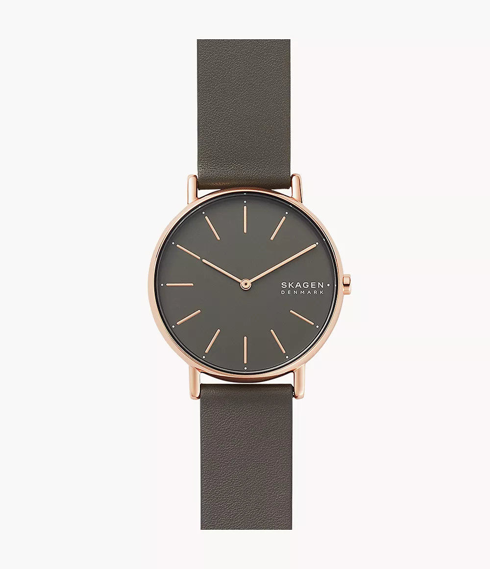 Skagen Women’s Signatur Charcoal Leather Watch