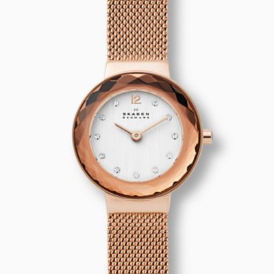 Leonora Rose Gold-Tone Steel Mesh Watch