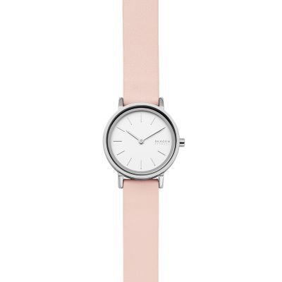 pink leather watch