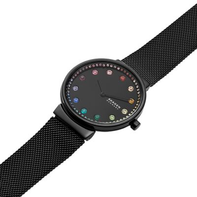 skagen black mesh watch