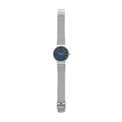 Annelie Two Hand Silver Tone Steel Mesh Watch