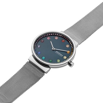 Annelie Two Hand Silver Tone Steel Mesh Watch SKW2835 Skagen