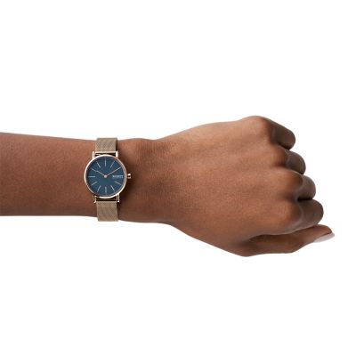 Skagen signatur slim shop blue leather watch