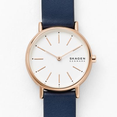 Signatur Lille Two-Hand Ocean Blue Leather Watch