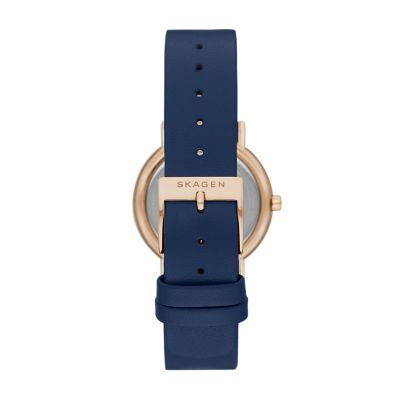 Signatur Lille Two-Hand Ocean Blue Leather Watch SKW2838 - Skagen