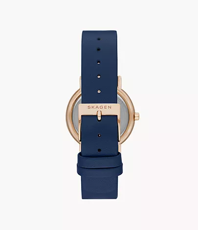 Signatur Lille Two-Hand Ocean Blue Leather Watch SKW2838 - Skagen