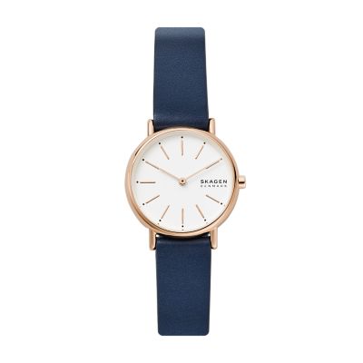 SIGNATUR LILLE 二針 オーシャンブルー レザーウォッチ SKW2838 - Skagen