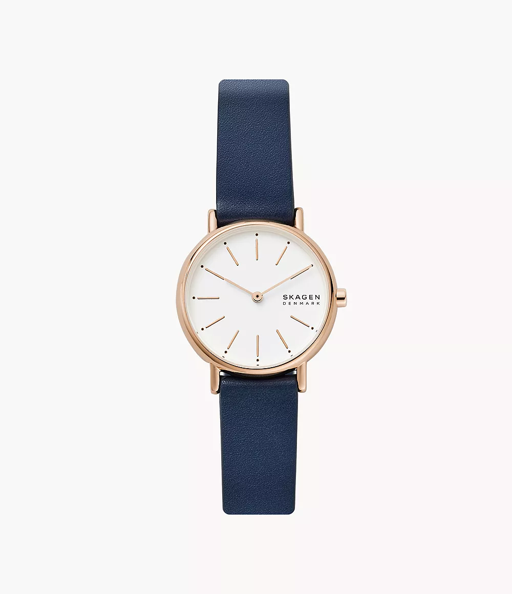 Skagen Women’s Signatur Lille Two-Hand Ocean Blue Leather Watch
